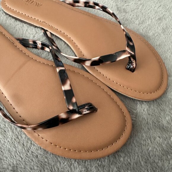 J. Crew Factory Easy Summer Flip Flops 8 Women's Tortoise Shell Sandals - Picture 2 of 5